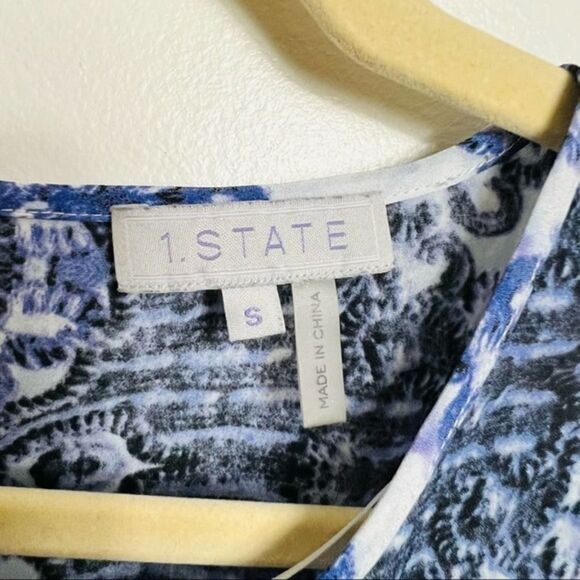 1.STATE Blue Printed Side Panel Tank Top and Matching Shorts Set Size Small - Picture 11 of 16